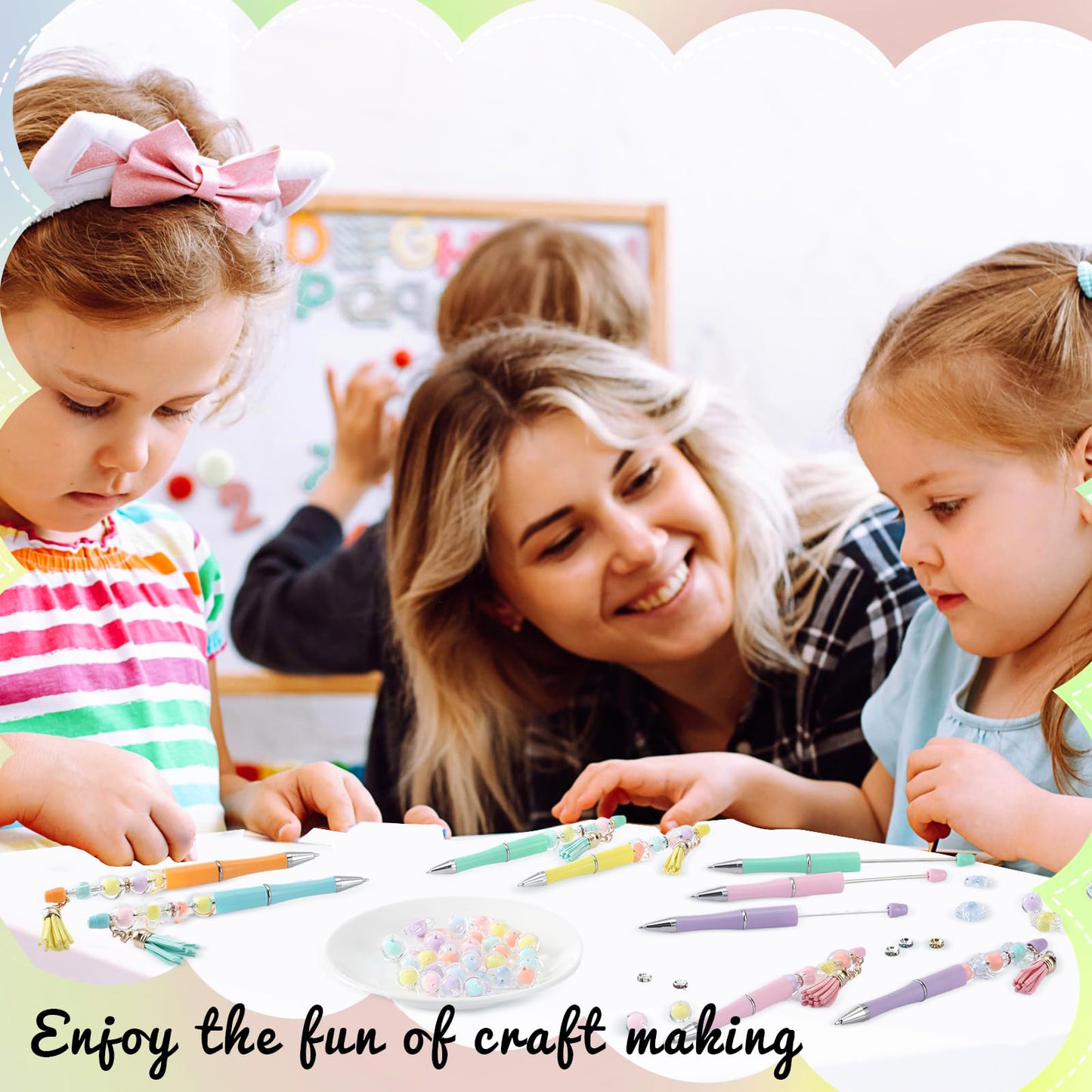 New Beaded Ballpoint Pens Plastic Beadable Pens Wedding Favors Birthday Party Gifts Student Stationery Pens