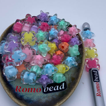 73. star and flower clear double beads