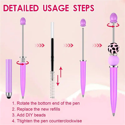 DIY touch screen ballpoint pen plastic beaded ballpoint pen wholesale multicolor cap ballpoint pen