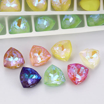 12mm Trilliant Mocha Fluorescent K9 Glass Loose Rhinestones Pointback Strass Crystal Glue on Clothes Crafts DIY Jewelry
