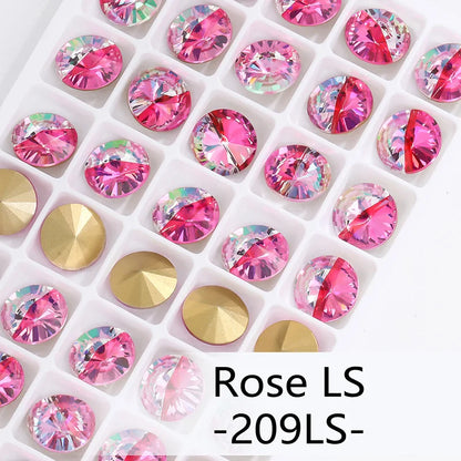 Blue Rose Mixed Round Crystal K9 Glass Rhinestones Applique Fancy Stones for Craft Glue Christmas Clothing Garment Decoration
