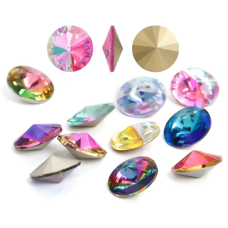 Blue Rose Mixed Round Crystal K9 Glass Rhinestones Applique Fancy Stones for Craft Glue Christmas Clothing Garment Decoration