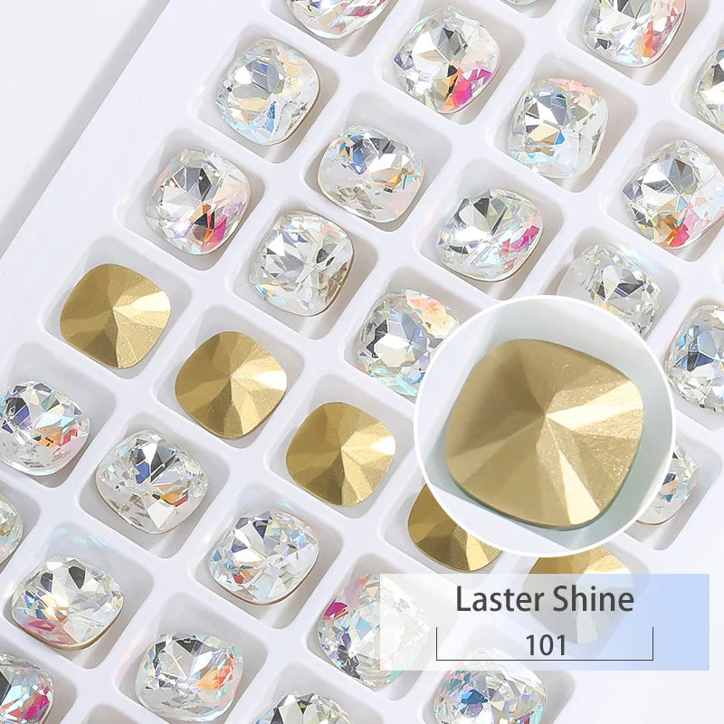 K9 Glass Crystals Crafts Pointback Loose Stones Square Crystals For Clothes Bags DIY Jewelry Decoration Garments Strass