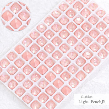Square Shape Nail Stones Korean Style Nail Art Glass Crystals New Design Mocha Color Rhinestones Pointback Rhinestones