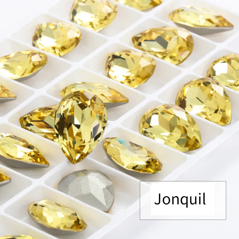 Twinkling Violet Tear Drop K9 Glass Rhinestones Glass Crystal Pointback Rhinestones Glue on Garment Crafts Jewelry Accessories