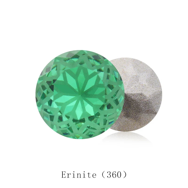 New Arrival 14mm Round Rhinestones Pointback Glass Rivoli Crystal Strass Flower Printing Inside Shiny Glue On Stones