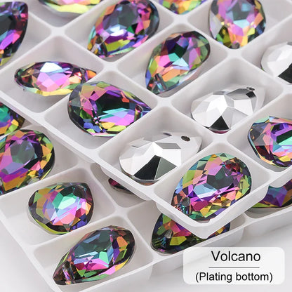 New Design Glitter Drop Rhinestones Pendants High Quality Glass Crystal Beads Jewelry Making DIY Accessories Pendant Beads