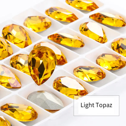 Twinkling Violet Tear Drop K9 Glass Rhinestones Glass Crystal Pointback Rhinestones Glue on Garment Crafts Jewelry Accessories