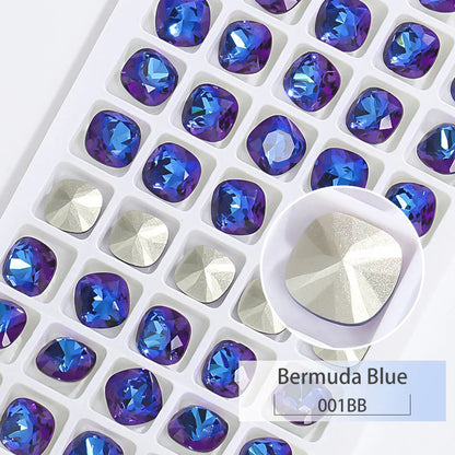 K9 Glass Crystals Crafts Pointback Loose Stones Square Crystals For Clothes Bags DIY Jewelry Decoration Garments Strass