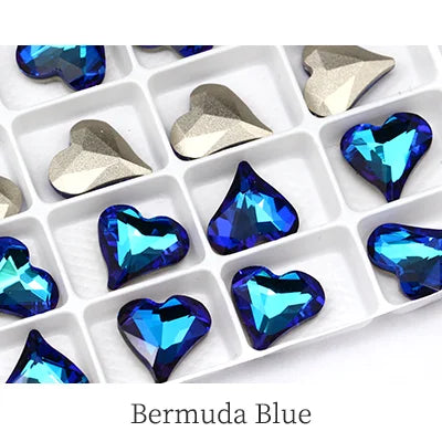 12x13mm Heart Shape Glass Pointback Rhinestones Crystal Glue-on Rhinestones Clothes Decoration Strass Stones DIY Accessories