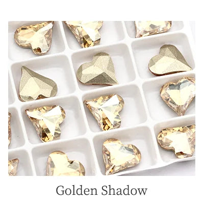 12x13mm Heart Shape Glass Pointback Rhinestones Crystal Glue-on Rhinestones Clothes Decoration Strass Stones DIY Accessories