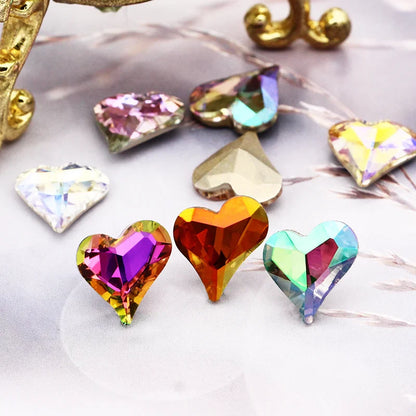 12x13mm Heart Shape Glass Pointback Rhinestones Crystal Glue-on Rhinestones Clothes Decoration Strass Stones DIY Accessories