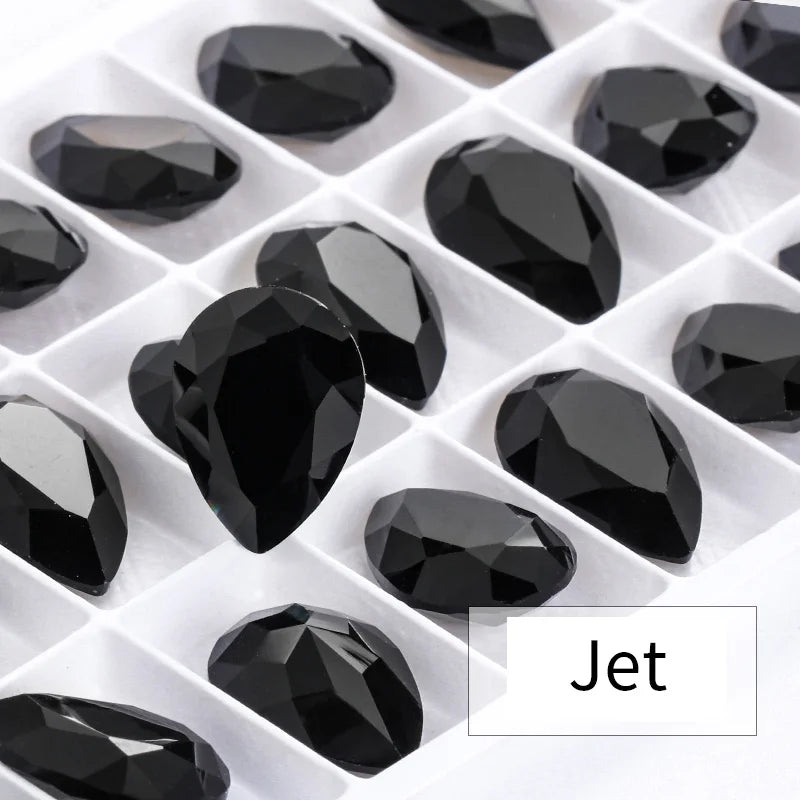 Twinkling Violet Tear Drop K9 Glass Rhinestones Glass Crystal Pointback Rhinestones Glue on Garment Crafts Jewelry Accessories