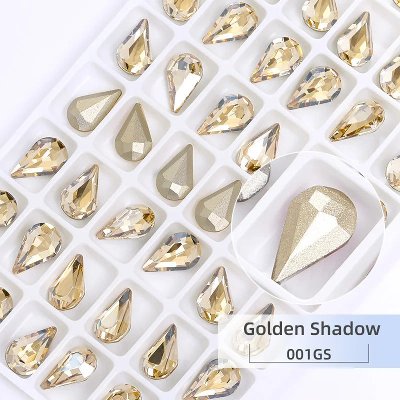 8x13mm Nail Art Rhinestones Glitter AB Color Crystal Stone Drop Shape Pointback Nail Gems Strass cristal pedras e cristais