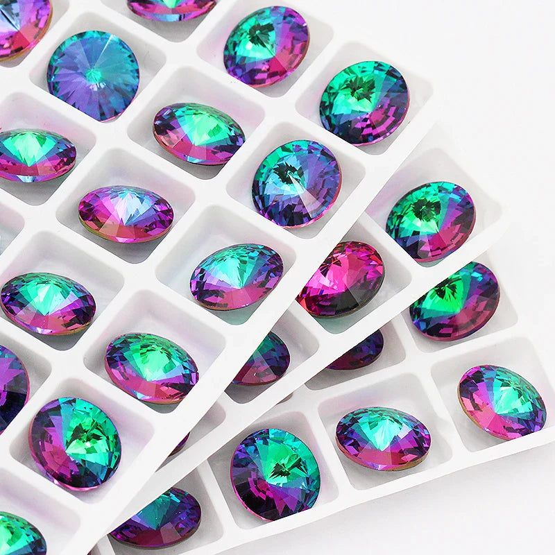 Blue Rose Mixed Round Crystal K9 Glass Rhinestones Applique Fancy Stones for Craft Glue Christmas Clothing Garment Decoration
