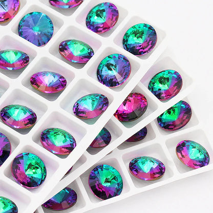 Blue Rose Mixed Round Crystal K9 Glass Rhinestones Applique Fancy Stones for Craft Glue Christmas Clothing Garment Decoration