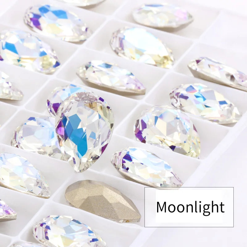 Twinkling Violet Tear Drop K9 Glass Rhinestones Glass Crystal Pointback Rhinestones Glue on Garment Crafts Jewelry Accessories