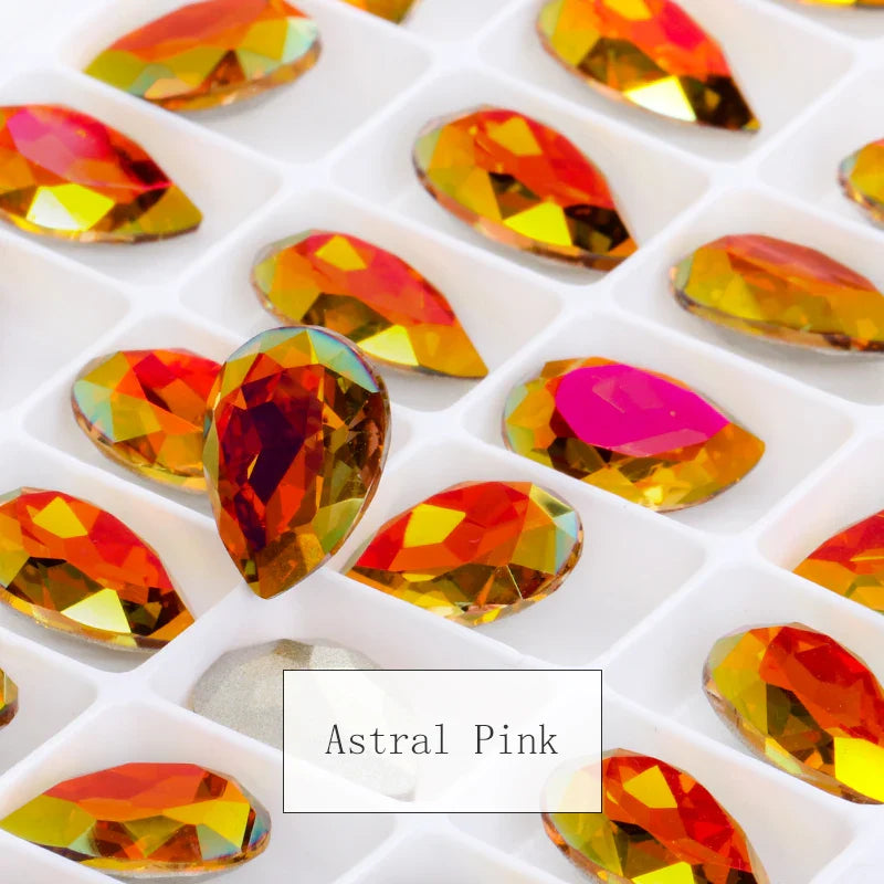 Twinkling Violet Tear Drop K9 Glass Rhinestones Glass Crystal Pointback Rhinestones Glue on Garment Crafts Jewelry Accessories