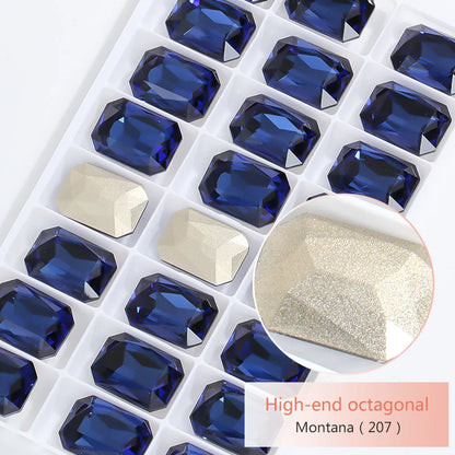 Pointback Strass Glitter Crystal K9 Glass Rhinestone DIY Craft Beads Glue on Clothes Octagon Rhinestone Applique