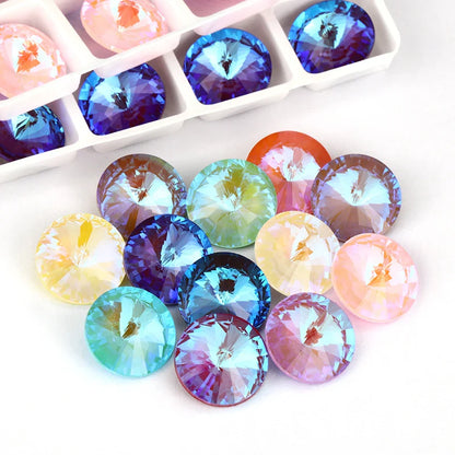 Mixed Mocha Fluorescence Rivoli Fancy Loose Rhinestones for Clothes Jewelry Decoration Pointback Strass Crystal Applique Beads