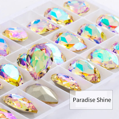 Twinkling Violet Tear Drop K9 Glass Rhinestones Glass Crystal Pointback Rhinestones Glue on Garment Crafts Jewelry Accessories