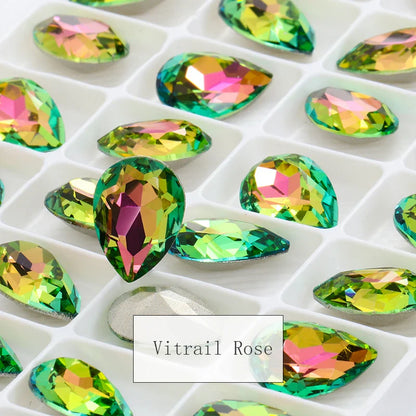 Twinkling Violet Tear Drop K9 Glass Rhinestones Glass Crystal Pointback Rhinestones Glue on Garment Crafts Jewelry Accessories