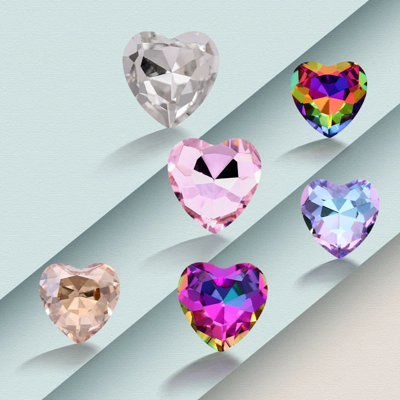 Heart Rhinestones Crystals Handcrafts DIY Rhinestones For Clothes Bags Glue On Nails Glass Strass Crystals 27mm crystal beads
