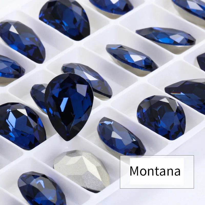 Twinkling Violet Tear Drop K9 Glass Rhinestones Glass Crystal Pointback Rhinestones Glue on Garment Crafts Jewelry Accessories