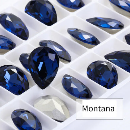 Twinkling Violet Tear Drop K9 Glass Rhinestones Glass Crystal Pointback Rhinestones Glue on Garment Crafts Jewelry Accessories