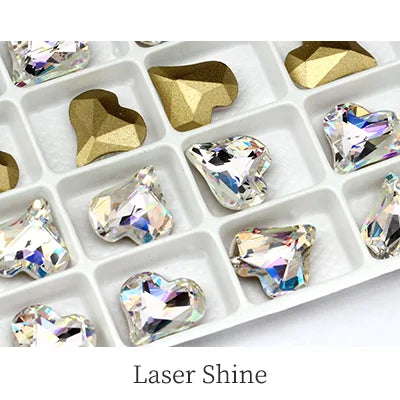 12x13mm Heart Shape Glass Pointback Rhinestones Crystal Glue-on Rhinestones Clothes Decoration Strass Stones DIY Accessories