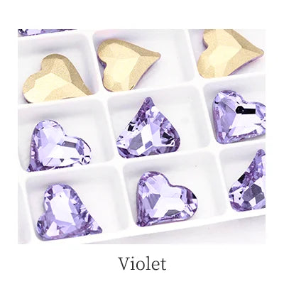 12x13mm Heart Shape Glass Pointback Rhinestones Crystal Glue-on Rhinestones Clothes Decoration Strass Stones DIY Accessories