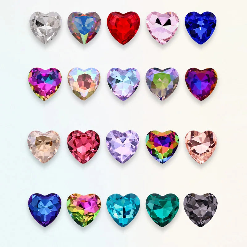 Heart Rhinestones Crystals Handcrafts DIY Rhinestones For Clothes Bags Glue On Nails Glass Strass Crystals 27mm crystal beads