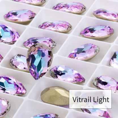 Twinkling Violet Tear Drop K9 Glass Rhinestones Glass Crystal Pointback Rhinestones Glue on Garment Crafts Jewelry Accessories