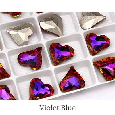 12x13mm Heart Shape Glass Pointback Rhinestones Crystal Glue-on Rhinestones Clothes Decoration Strass Stones DIY Accessories