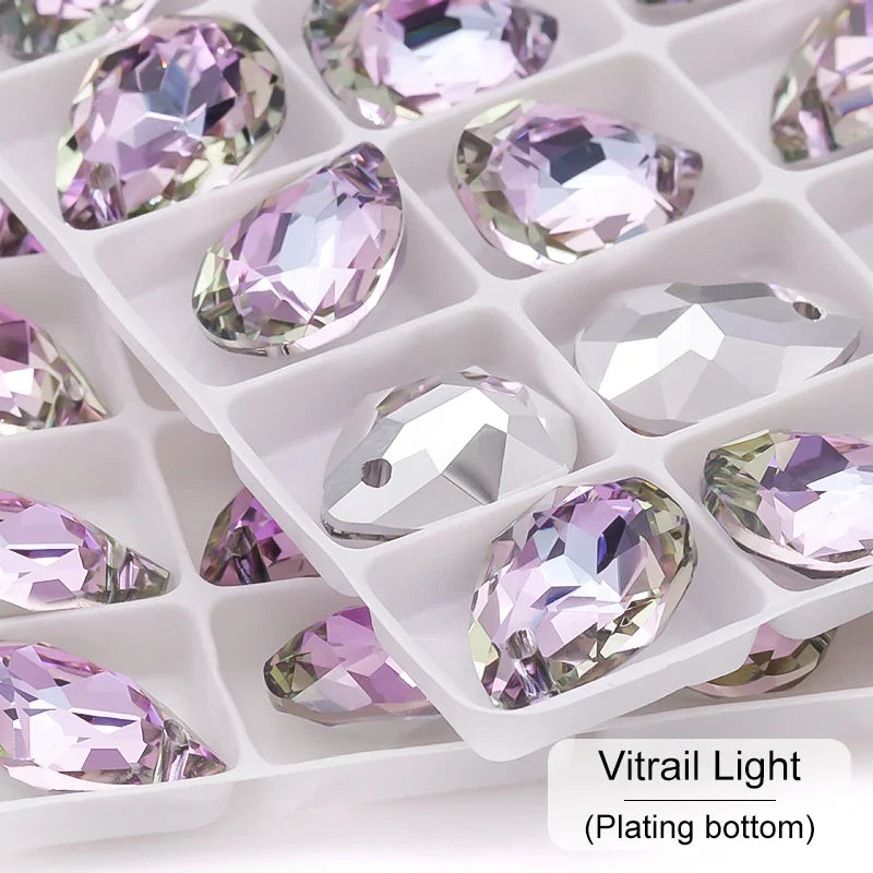 New Design Glitter Drop Rhinestones Pendants High Quality Glass Crystal Beads Jewelry Making DIY Accessories Pendant Beads