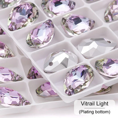New Design Glitter Drop Rhinestones Pendants High Quality Glass Crystal Beads Jewelry Making DIY Accessories Pendant Beads