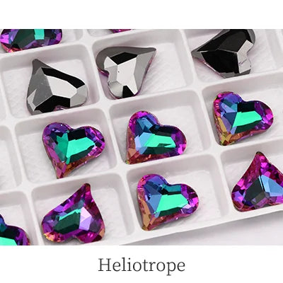 12x13mm Heart Shape Glass Pointback Rhinestones Crystal Glue-on Rhinestones Clothes Decoration Strass Stones DIY Accessories