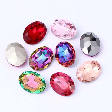 Oval Rhinestones Piontback Nail Art Rhinestones K9 Glass Strass Crystal Glue on Clothes Crystal Beads