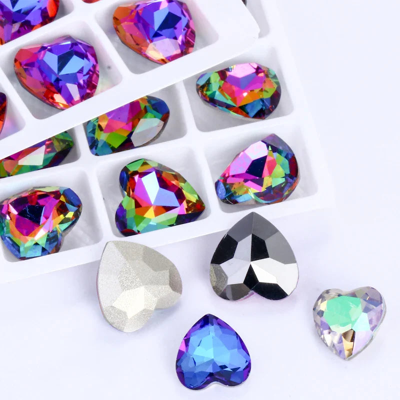 Heart Rhinestones Crystals Handcrafts DIY Rhinestones For Clothes Bags Glue On Nails Glass Strass Crystals 27mm crystal beads