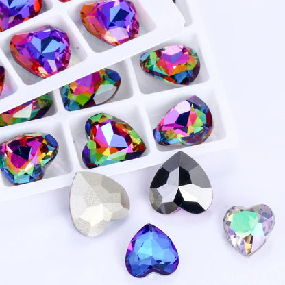 Heart Rhinestones Crystals Handcrafts DIY Rhinestones For Clothes Bags Glue On Nails Glass Strass Crystals 27mm crystal beads