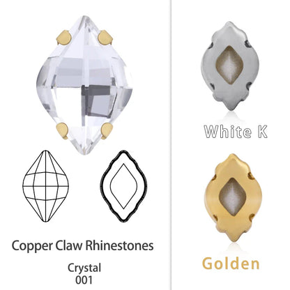 Lemon Shape Flatback Sew on Rhinestone DIY Crafts Glass Crystal Strass With Copper Claws Clothes Decorations