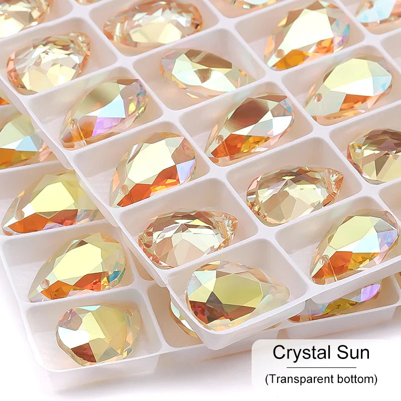 New Design Glitter Drop Rhinestones Pendants High Quality Glass Crystal Beads Jewelry Making DIY Accessories Pendant Beads