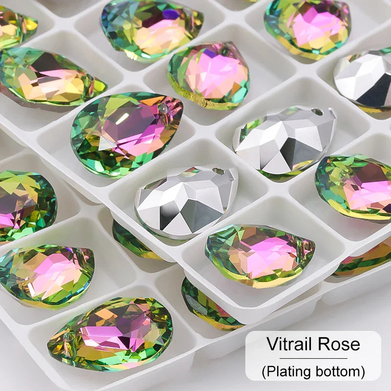 New Design Glitter Drop Rhinestones Pendants High Quality Glass Crystal Beads Jewelry Making DIY Accessories Pendant Beads