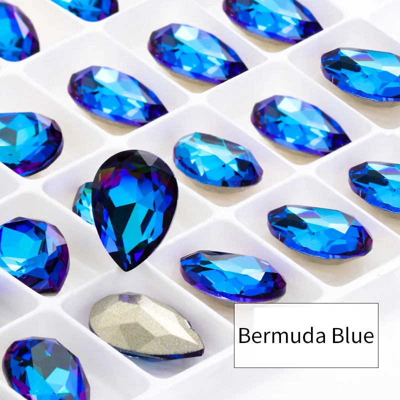 Twinkling Violet Tear Drop K9 Glass Rhinestones Glass Crystal Pointback Rhinestones Glue on Garment Crafts Jewelry Accessories