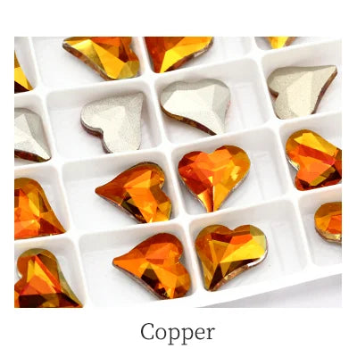12x13mm Heart Shape Glass Pointback Rhinestones Crystal Glue-on Rhinestones Clothes Decoration Strass Stones DIY Accessories