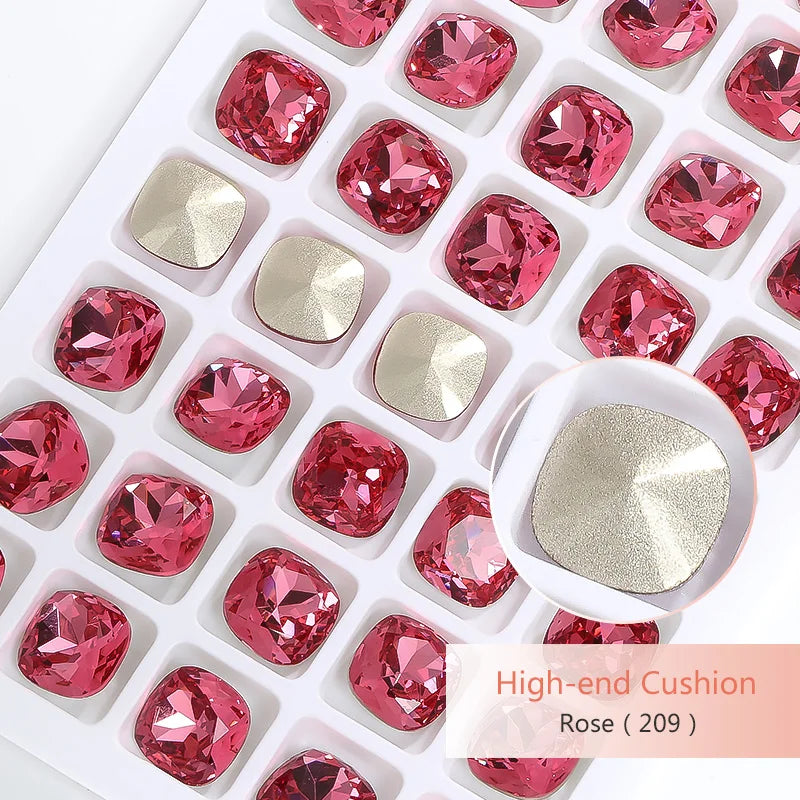 K9 Glass Crystals Crafts Pointback Loose Stones Square Crystals For Clothes Bags DIY Jewelry Decoration Garments Strass