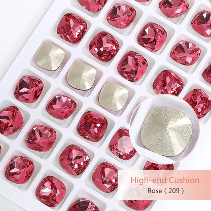 K9 Glass Crystals Crafts Pointback Loose Stones Square Crystals For Clothes Bags DIY Jewelry Decoration Garments Strass