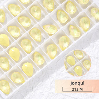 New Design Drop Rhinestones 7x10mm Pointback Crystal Strass Korean Style Glue On Nails Stones Glitter Glass Rhinestone