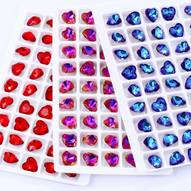 Heart Rhinestones Crystals Handcrafts DIY Rhinestones For Clothes Bags Glue On Nails Glass Strass Crystals 27mm crystal beads