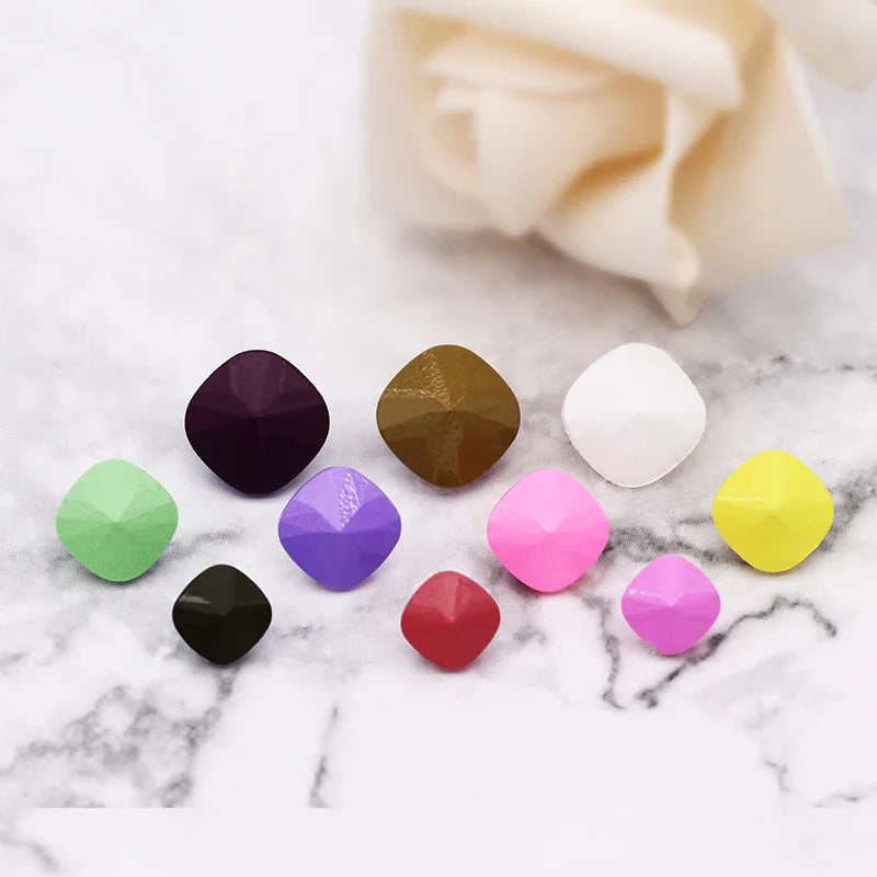 Mixed Colors Mocha Fluorescent Strass K9 Glass Loose Rhinestones Piontback Strass Crystal Square Shape Glue On Rhinestones